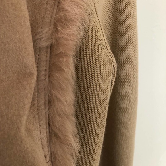 CYNTHIA CYNTHIA STEFFE Women's Tan Suede/Rabbit Fur/Knit Three Button Coat sz M - Picture 6 of 8